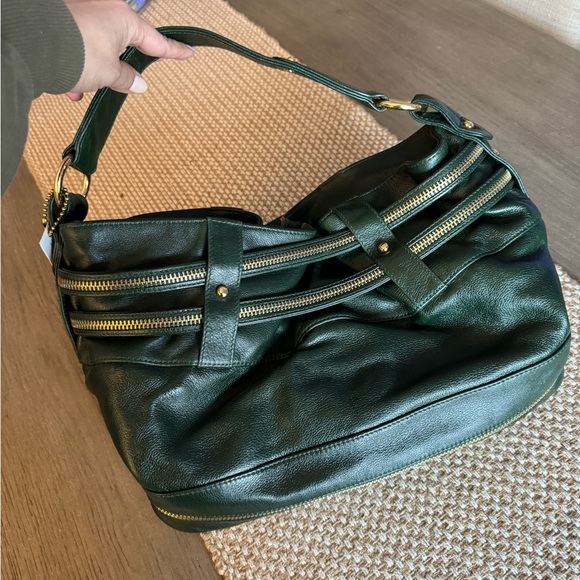 NWT Rebecca Minkoff Green Zipper Devote Birdie Lining Shoulder Bag Tote - Picture 2 of 7